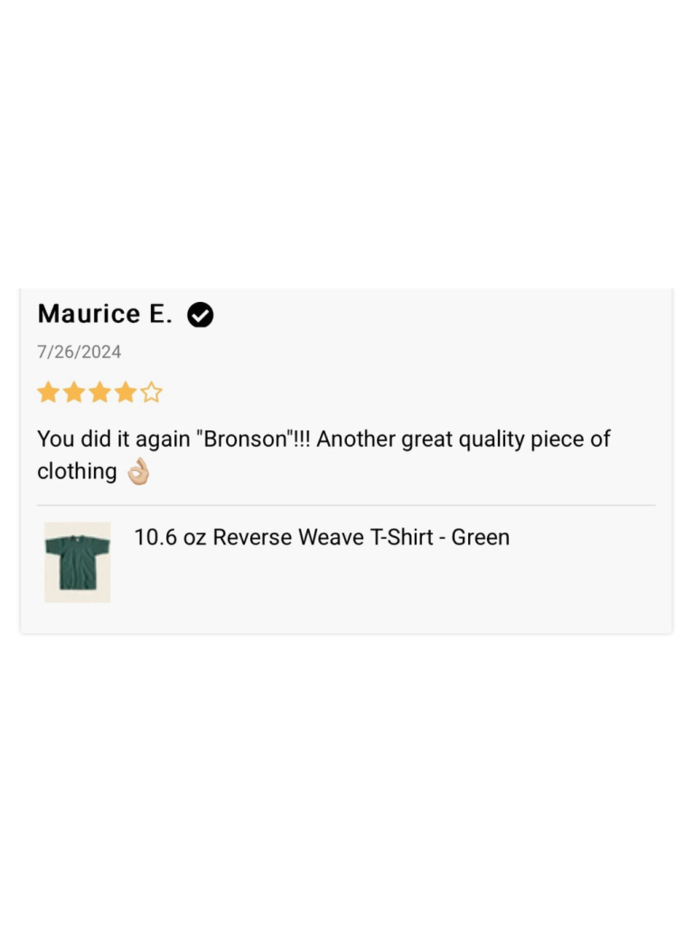 🇺🇸SHIP BRONSON 10.6 oz Reverse Weave 100% Cotton T-Shirt White S - Picture 7 of 8